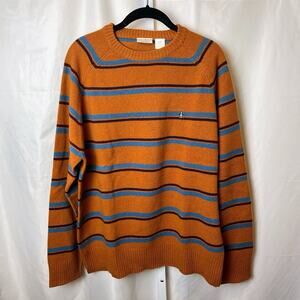 Penguin Munsingwear Sweater Mens XL Burnt Orange Striped Lambs Wool Preppy Retro
